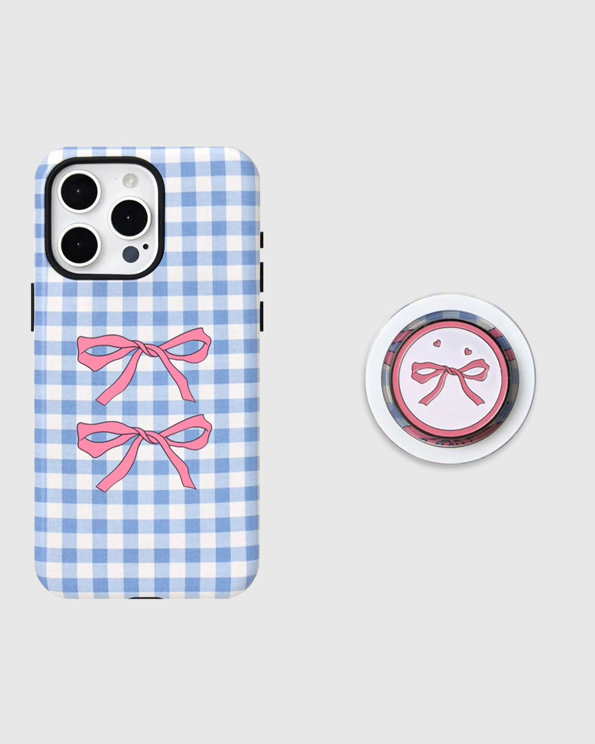 BLUE BOW GINGHAM PHONE CASE