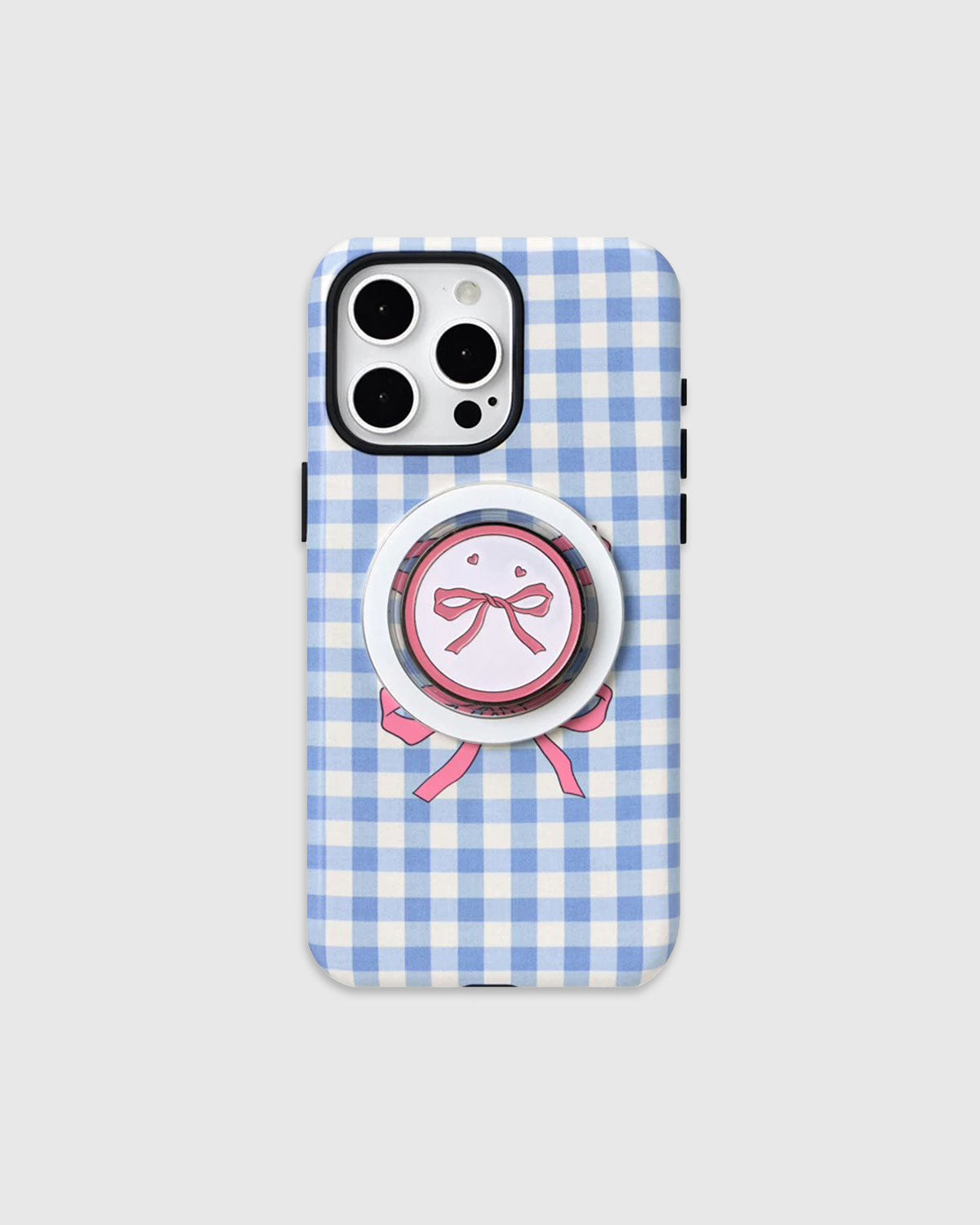 BLUE BOW GINGHAM PHONE CASE