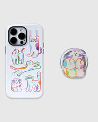 Coque de téléphone avec griffonnages colorés de chat