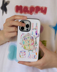 Coque de téléphone avec griffonnages colorés de chat