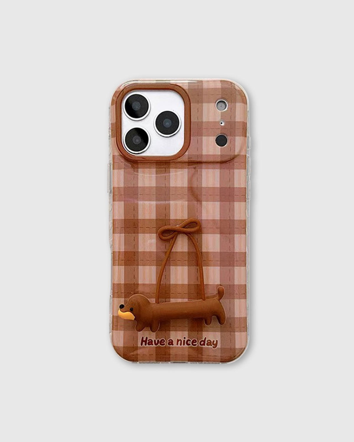 PLAID PUP BOW PHONE CASE