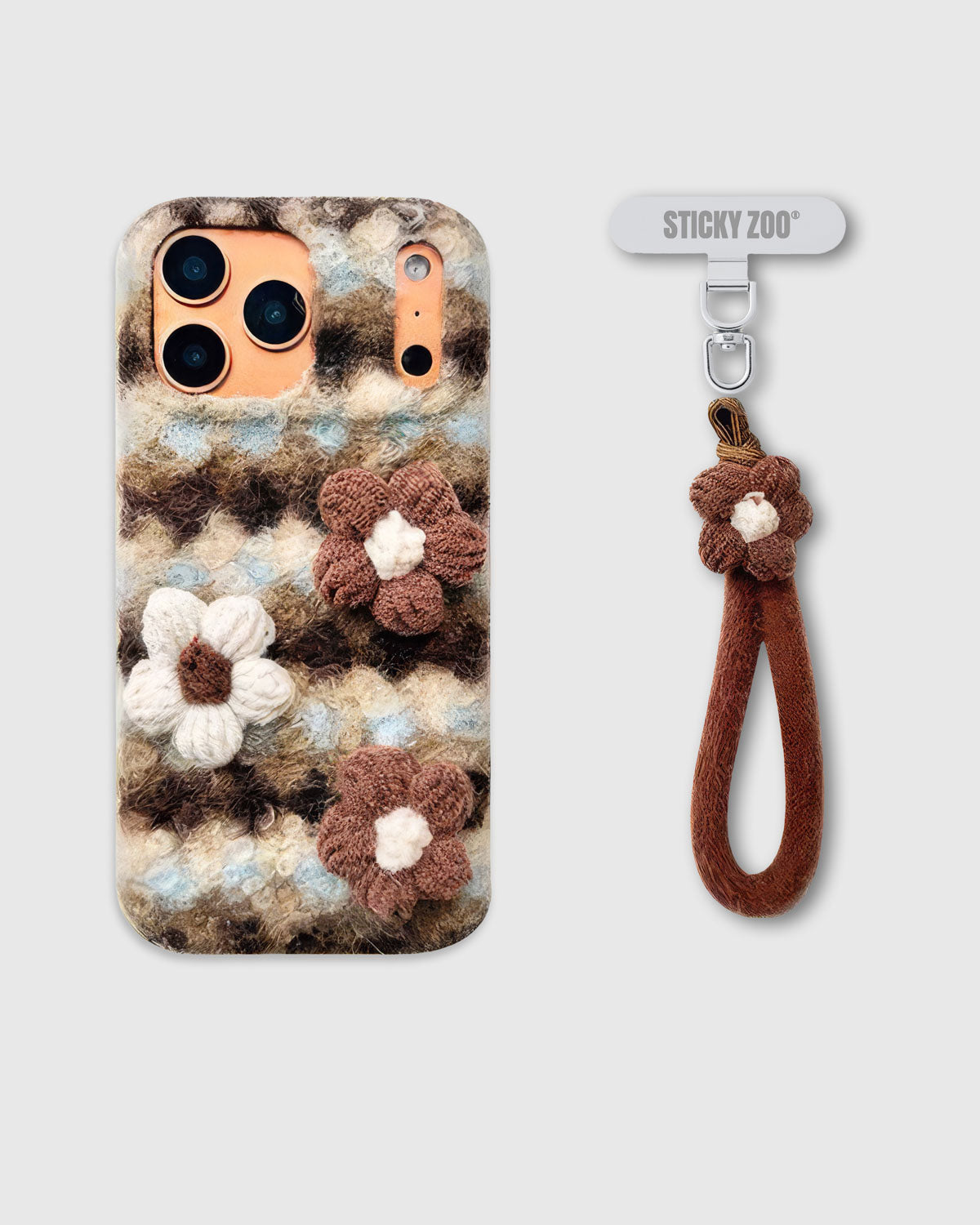 FLORAL WOOL STRAP PHONE CASE