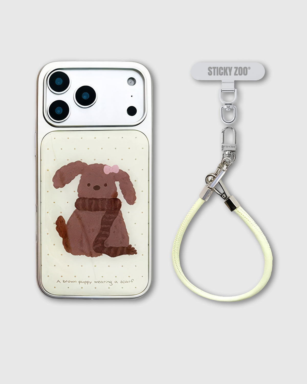 COZY PUPPY STRAP PHONE CASE