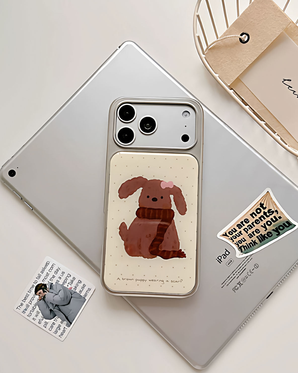 COZY PUPPY STRAP PHONE CASE