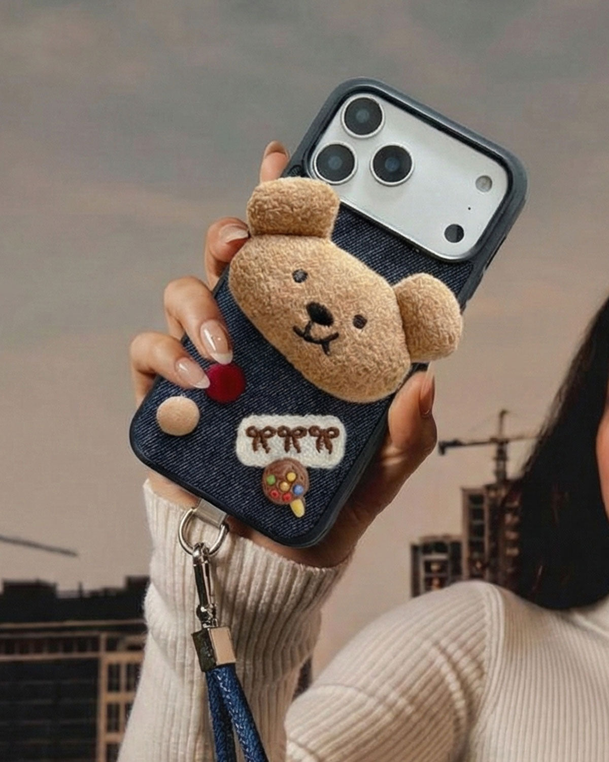 DENIM TEDDY PATCH Phone Case