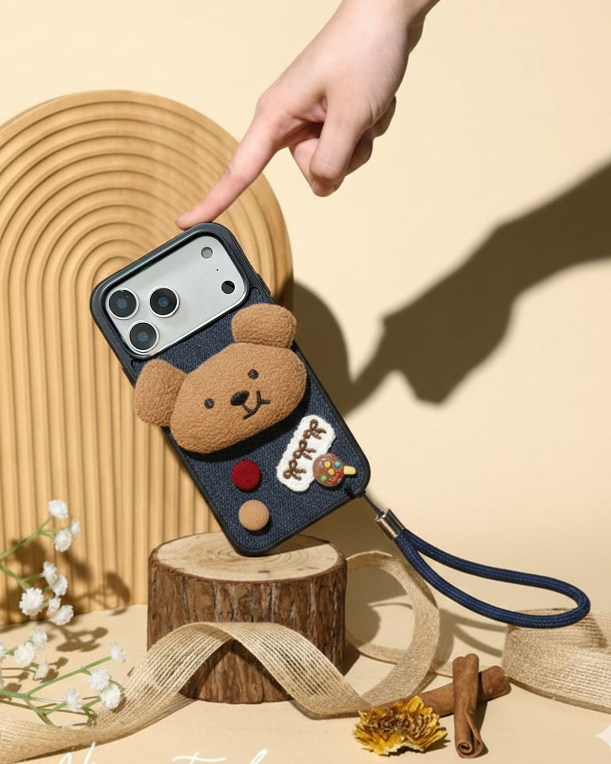 DENIM TEDDY PATCH Phone Case