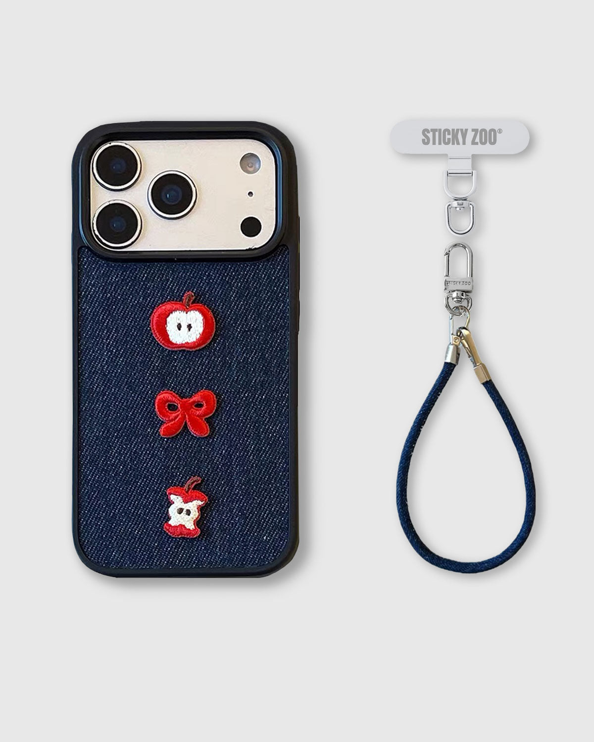 DENIM APPLE BOW PATCH Phone Case