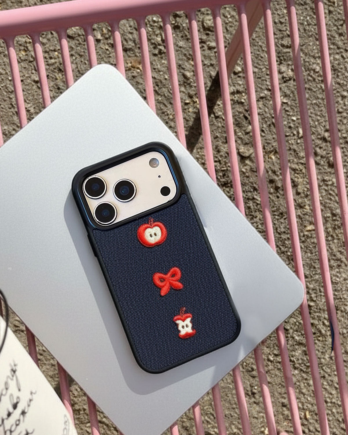 DENIM APPLE BOW PATCH Phone Case