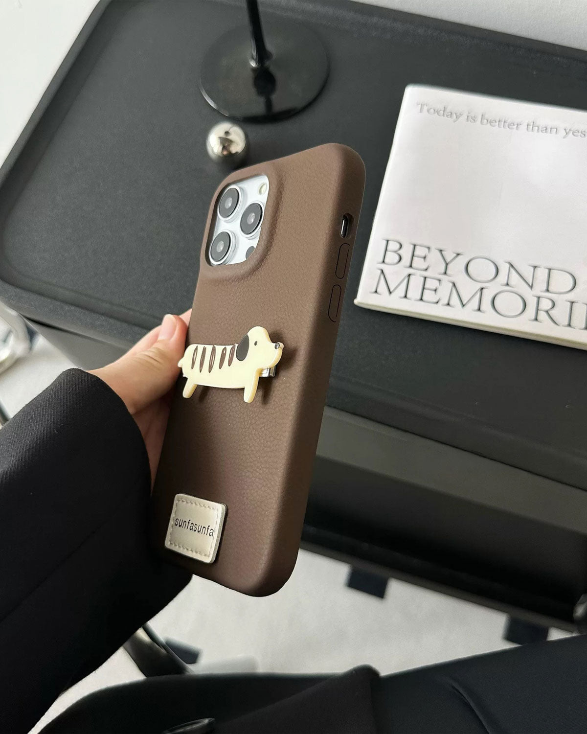 CHOCOLATE DACHSHUND LEATHER Phone Case