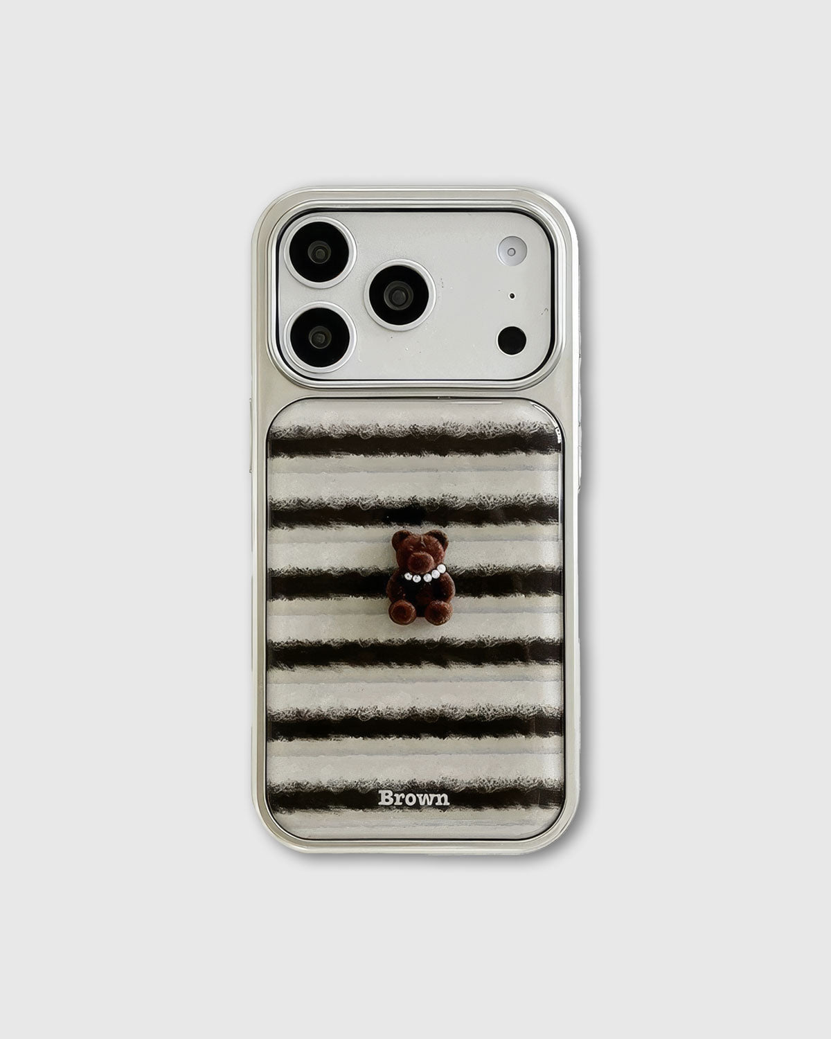 BROWN STRIPE TEDDY PHONE CASE
