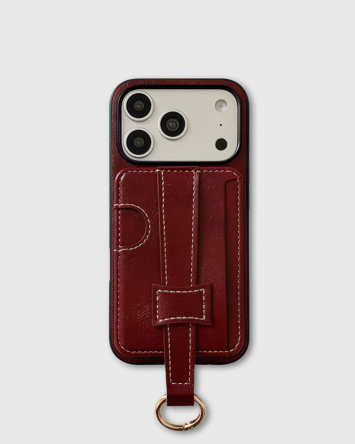BURGUNDY WALLET STRAP PHONE CASE