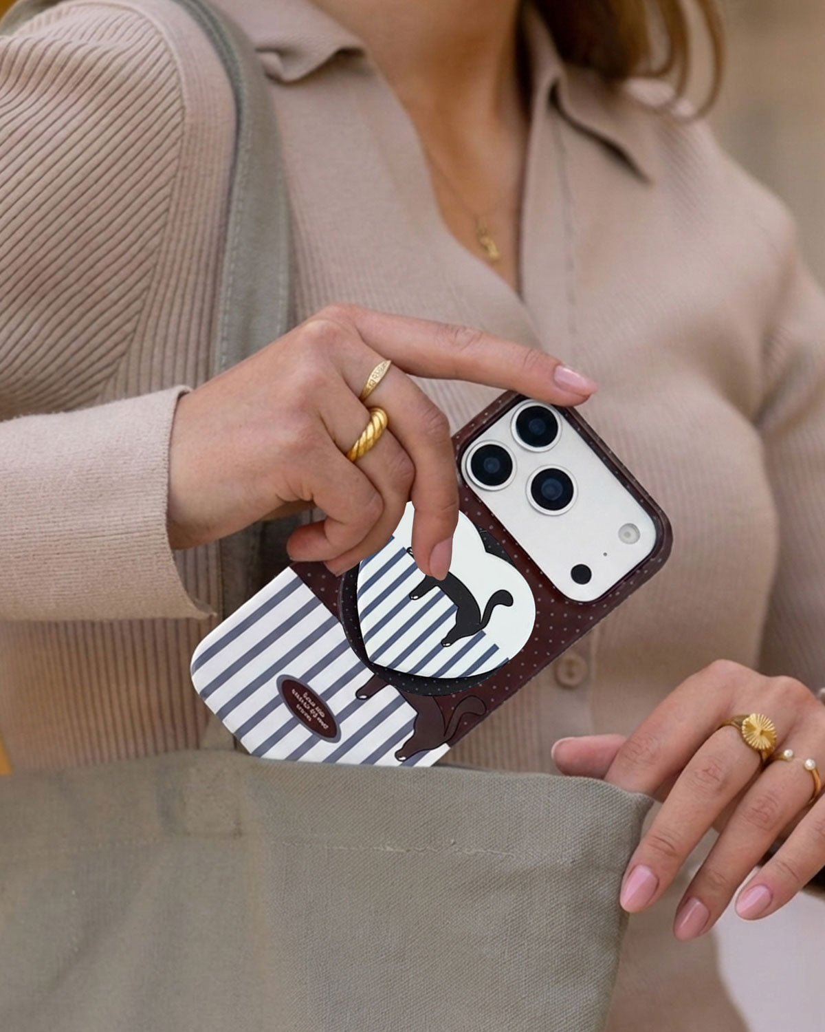 LAZY CAT STRIPE PHONE CASE