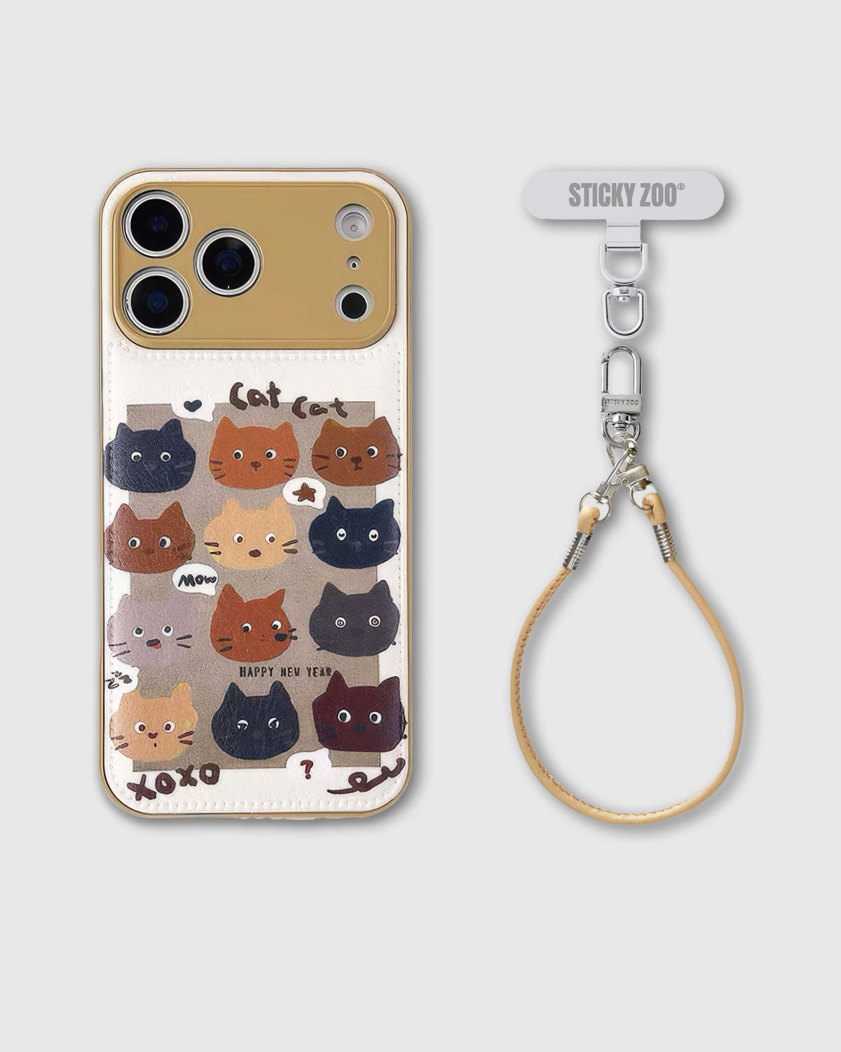 CAT COLLAGE STRAP PHONE CASE