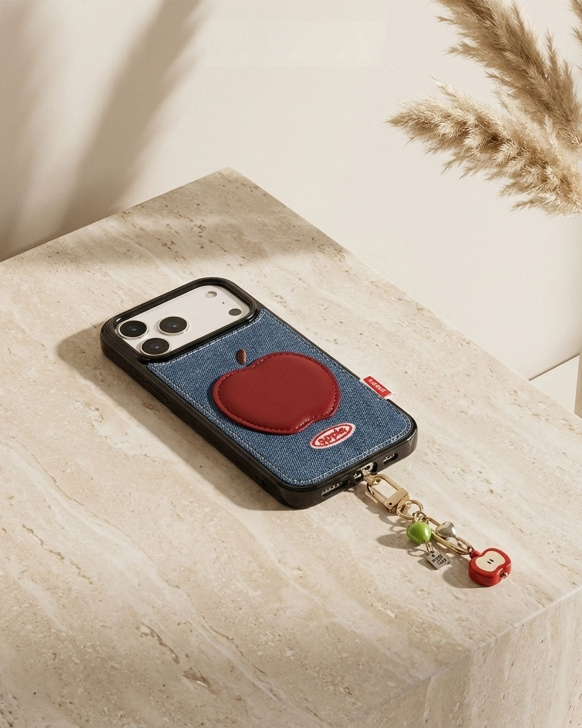 DENIM RED APPLE PATCH Phone Case