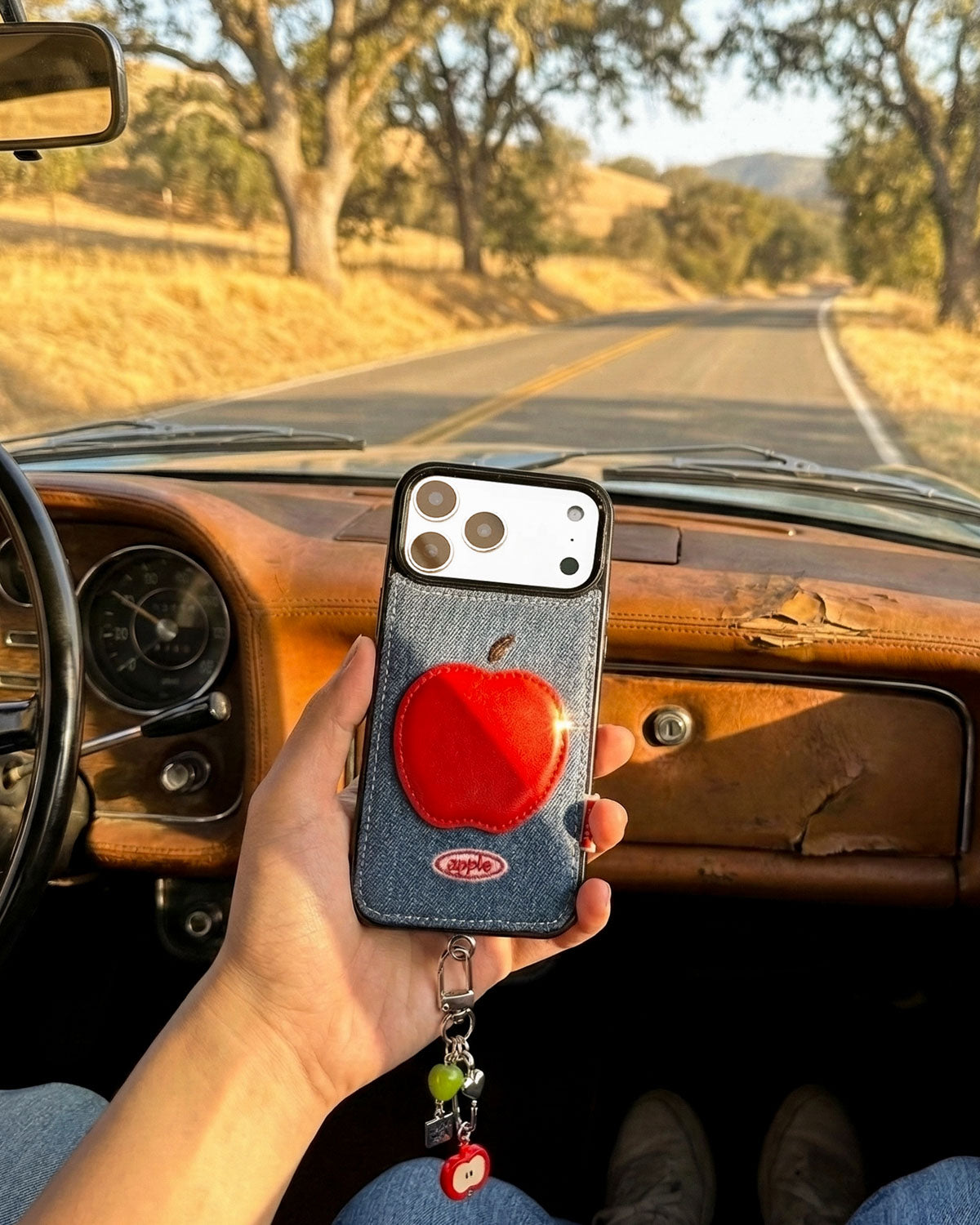 DENIM RED APPLE PATCH Phone Case