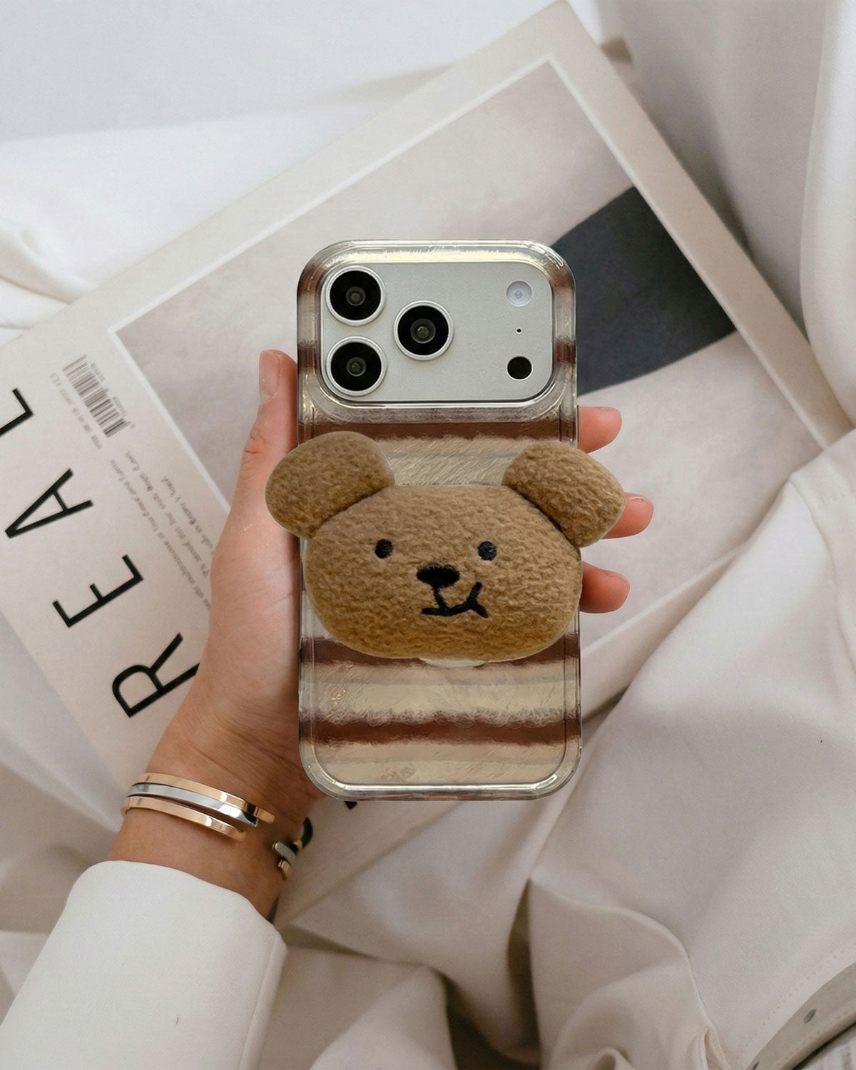 PLUSH BEAR STRIPE PHONE CASE