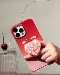 Růžové pouzdro na telefon s králíkem