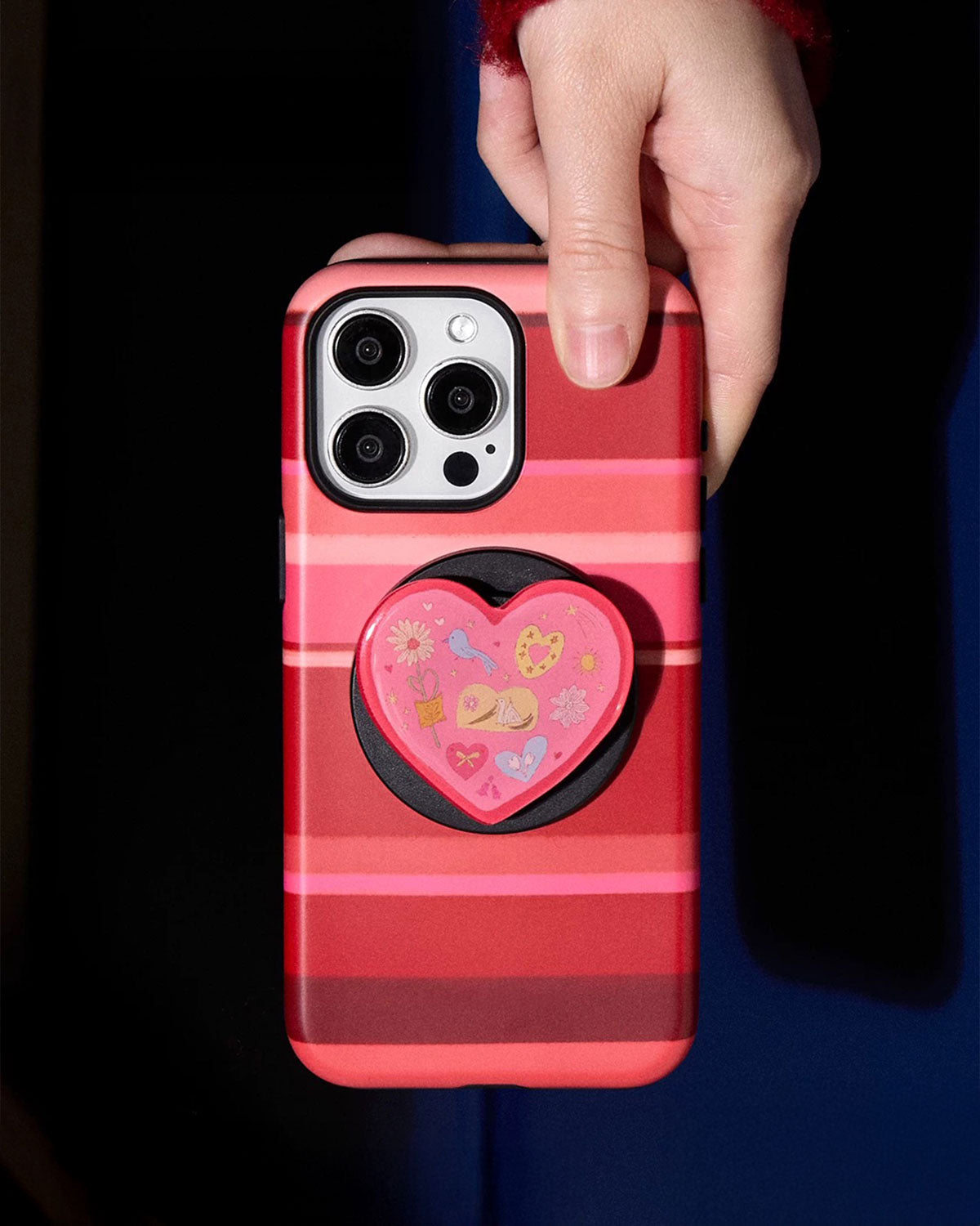 HEART STRIPE PHONE CASE