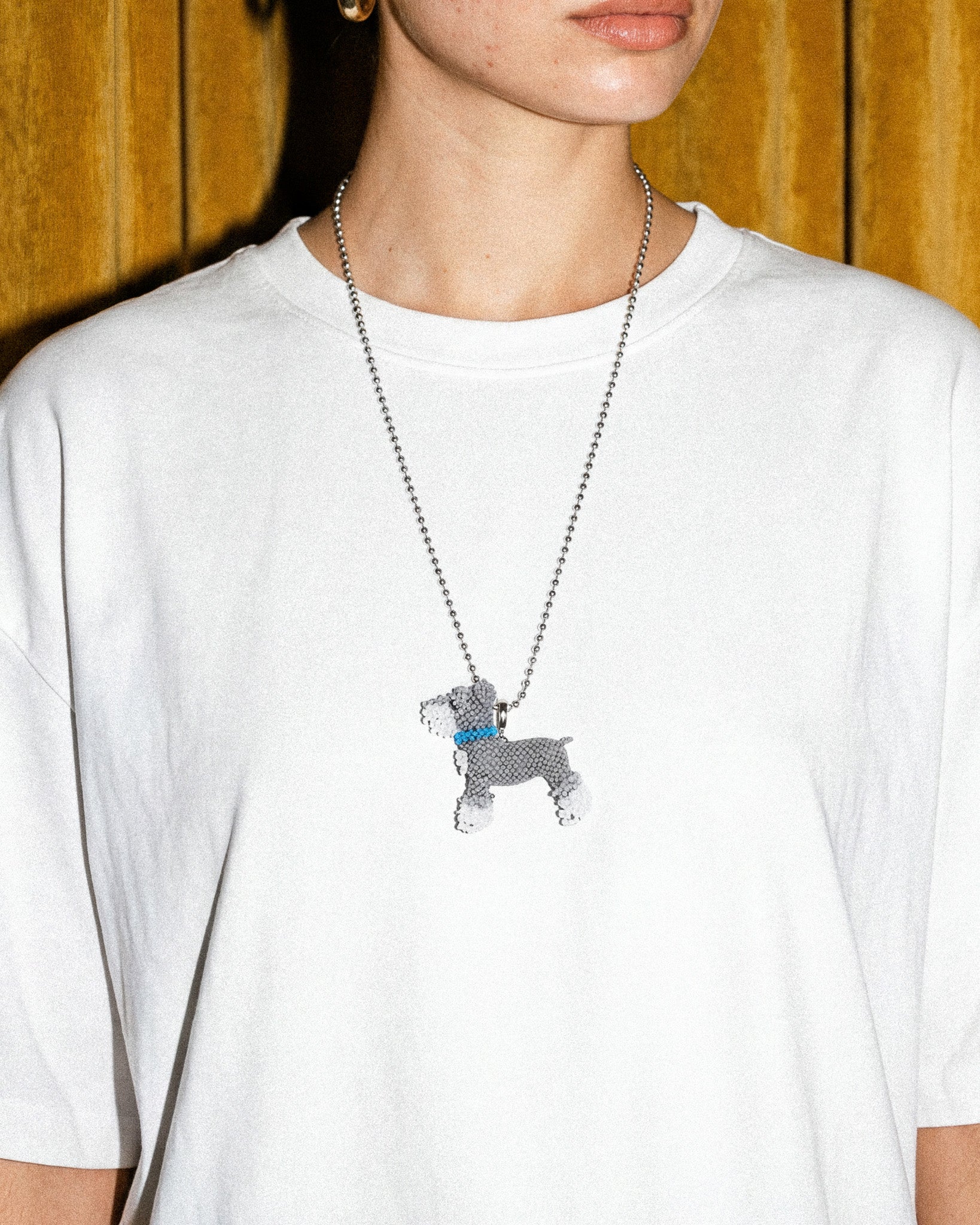 Mini Schnauzer Beaded Necklace – Stainless Steel Chain – STICKY ZOO®