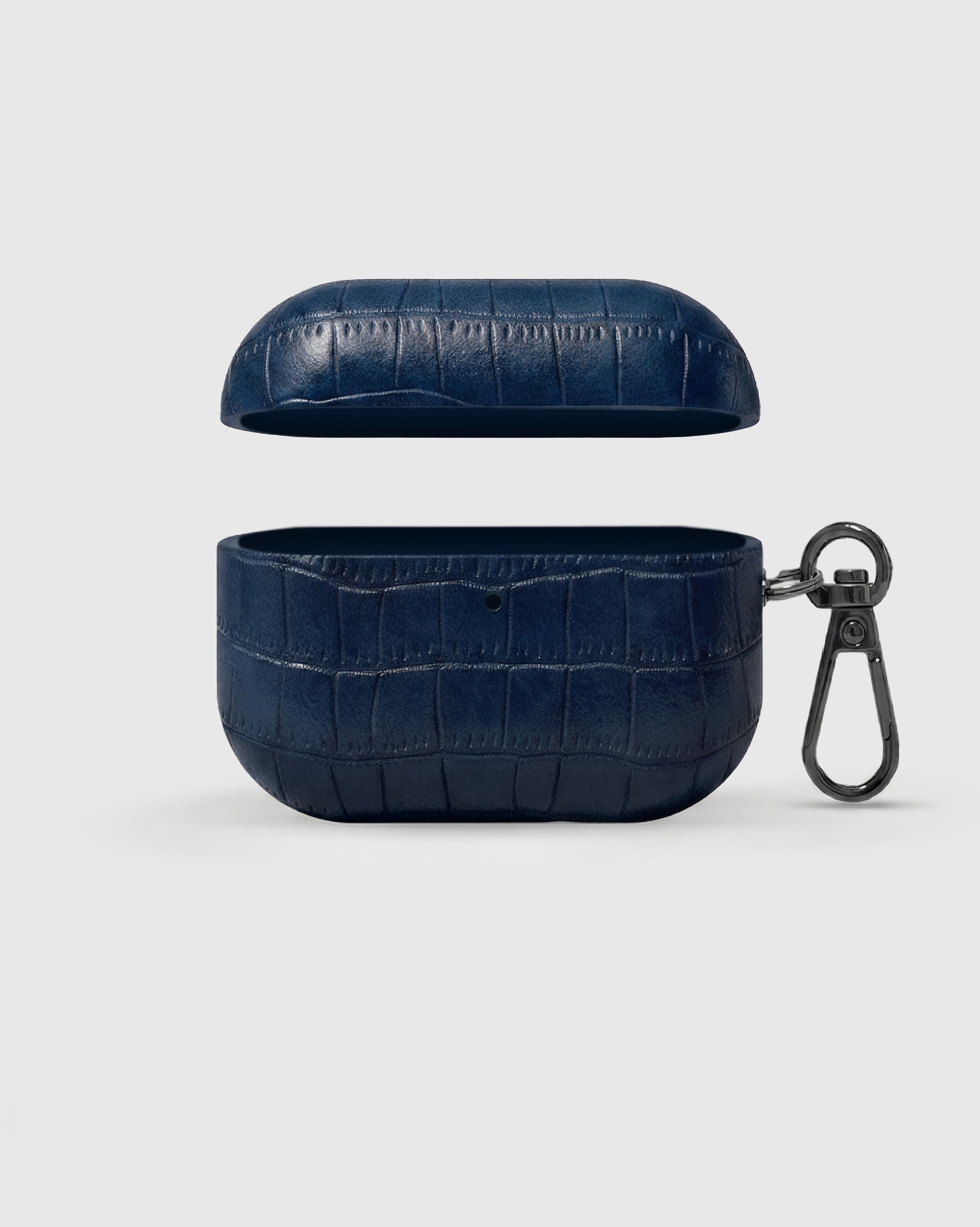 STICKYZOO deep navy vintage croc case showing matte crocodile texture