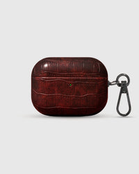 STICKYZOO Vintage Croc AirPods Pro Case in antique burgundy matte embossed vegan leather