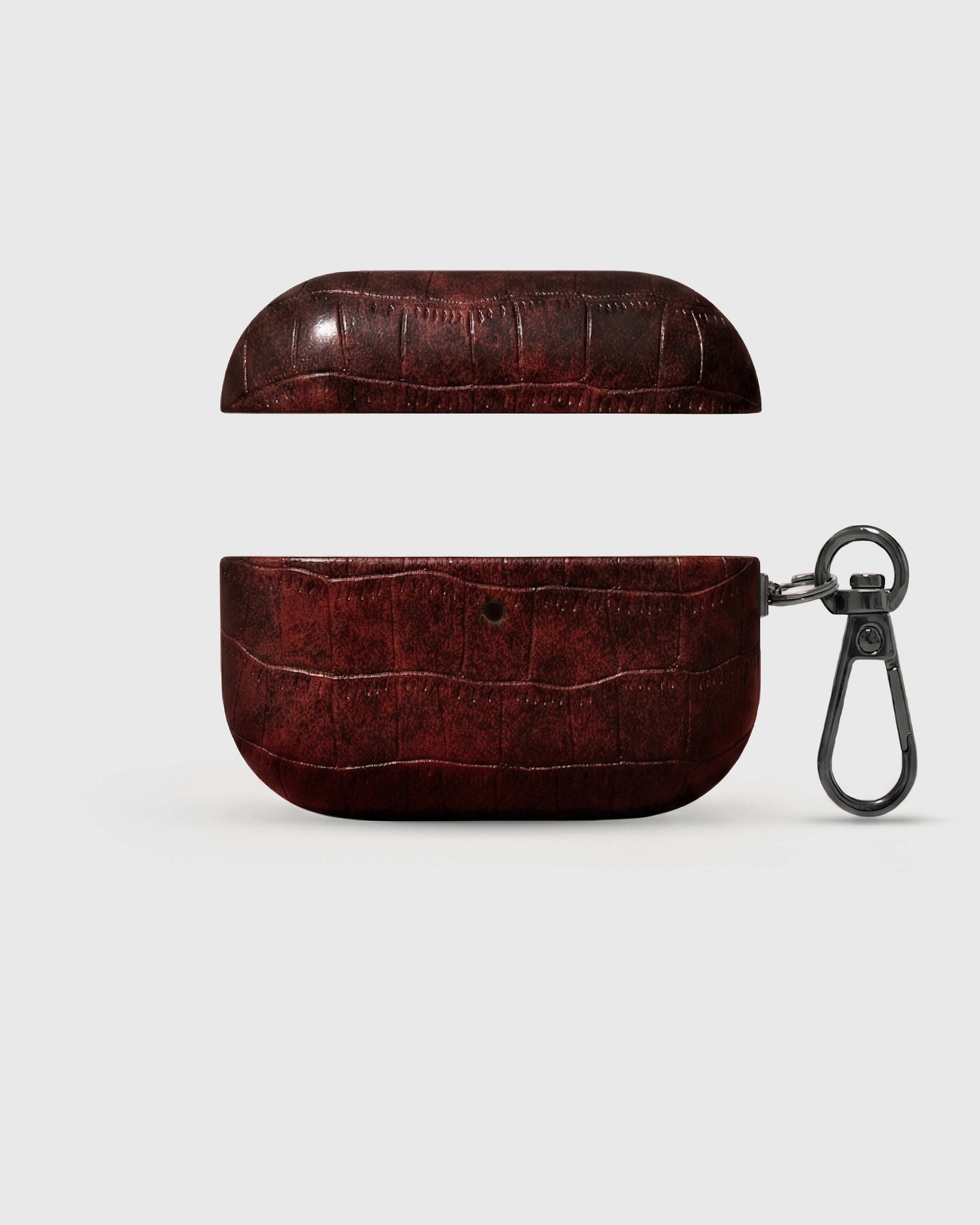 STICKYZOO antique burgundy vintage croc case showing matte crocodile texture