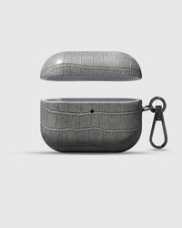 STICKYZOO slate grey vintage croc case showing matte crocodile texture