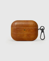 STICKYZOO Vintage Croc AirPods Pro Case in cognac matte embossed vegan leather