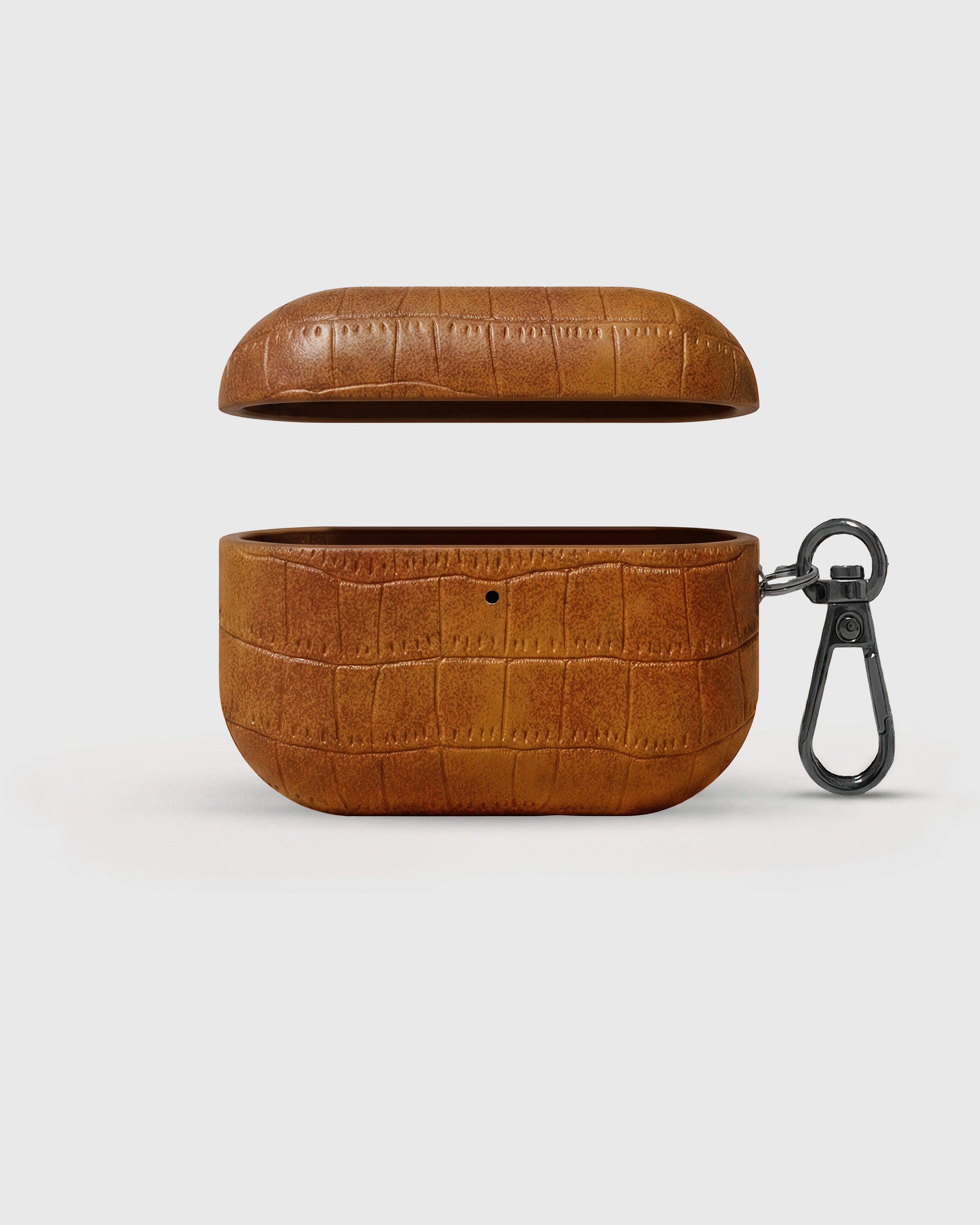 STICKYZOO cognac vintage croc case showing matte crocodile texture