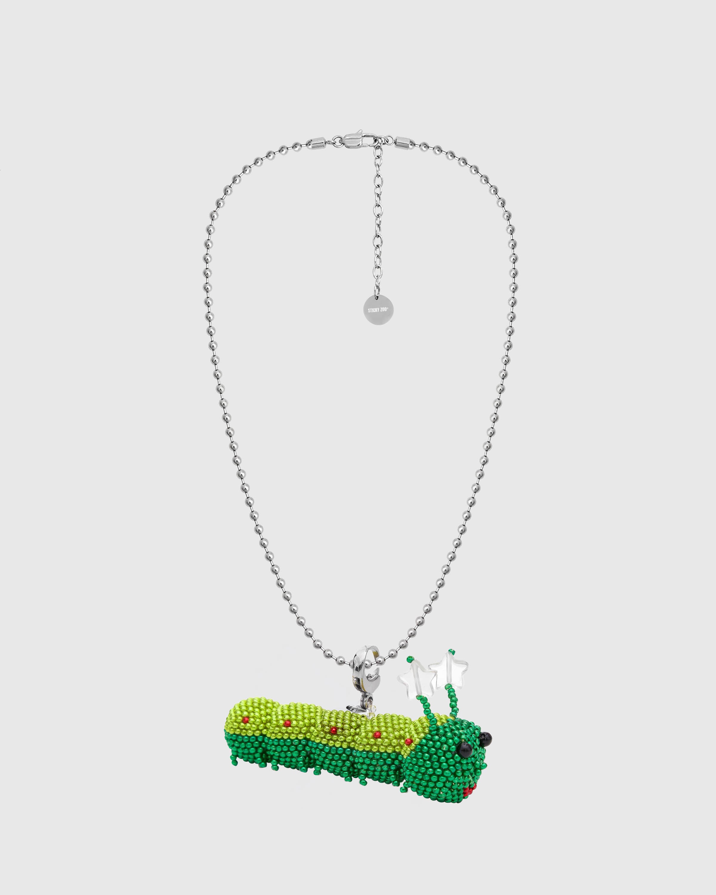 GREEN CATERPILLAR BEADED NECKLACE