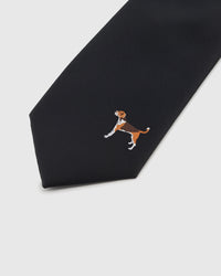 NOIR HUNTER detail on mulberry silk tie showing hand-embroidered raised thread pattern by STICKYZOO