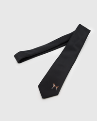 STICKYZOO NOIR HUNTER TIE additional view showing hand-embroidered mulberry silk detail, designed in Amsterdam