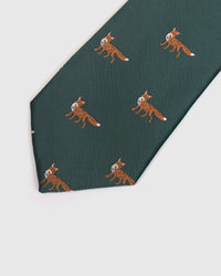 EMBER FOX detail on mulberry silk tie showing hand-embroidered raised thread pattern by STICKYZOO