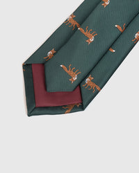 STICKYZOO EMBER FOX TIE back detail showing structured interlining and hand-finished slip stitching, 145 × 8 cm