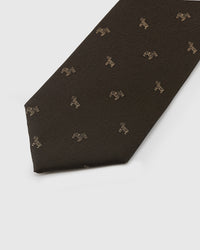 NOIR ZEBRA detail on mulberry silk tie showing hand-embroidered raised thread pattern by STICKYZOO