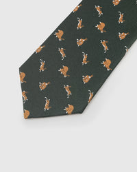 FOREST TIGER detail on mulberry silk tie showing hand-embroidered raised thread pattern by STICKYZOO