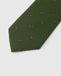 HUNTER STAG detail on mulberry silk tie showing hand-embroidered raised thread pattern by STICKYZOO