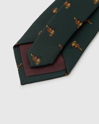 FOREST BISON detail on mulberry silk tie showing hand-embroidered raised thread pattern by STICKYZOO