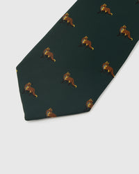 STICKYZOO FOREST BISON TIE back detail showing structured interlining and hand-finished slip stitching, 145 × 8 cm