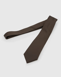 STICKYZOO ESPRESSO TEXTURE TIE additional view showing hand-embroidered mulberry silk detail, designed in Amsterdam