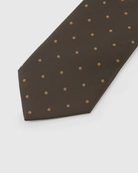 MOCHA DOT detail on mulberry silk tie showing hand-embroidered raised thread pattern by STICKYZOO
