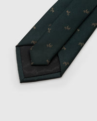 STICKYZOO EMERALD ZEBRA TIE back detail showing structured interlining and hand-finished slip stitching, 145 × 8 cm