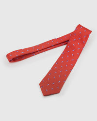 STICKYZOO CRIMSON COURT TIE additional view showing hand-embroidered mulberry silk detail, designed in Amsterdam
