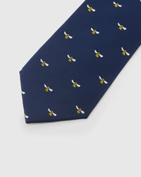 MIDNIGHT BEE detail on mulberry silk tie showing hand-embroidered raised thread pattern by STICKYZOO
