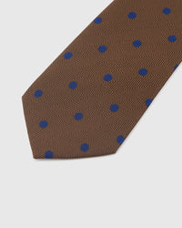 COBALT DOT HERRINGBONE detail on mulberry silk tie showing hand-embroidered raised thread pattern by STICKYZOO