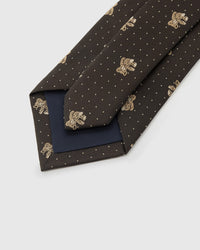 Rated 4.9 by thousands STICKYZOO Atlas Bear Tie back view showing structured interlining and tipping on espresso brown silk