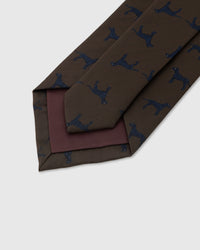 Rated 4.9 by thousands STICKYZOO Herringbone Pointer Tie back view showing structured interlining on brown herringbone silk